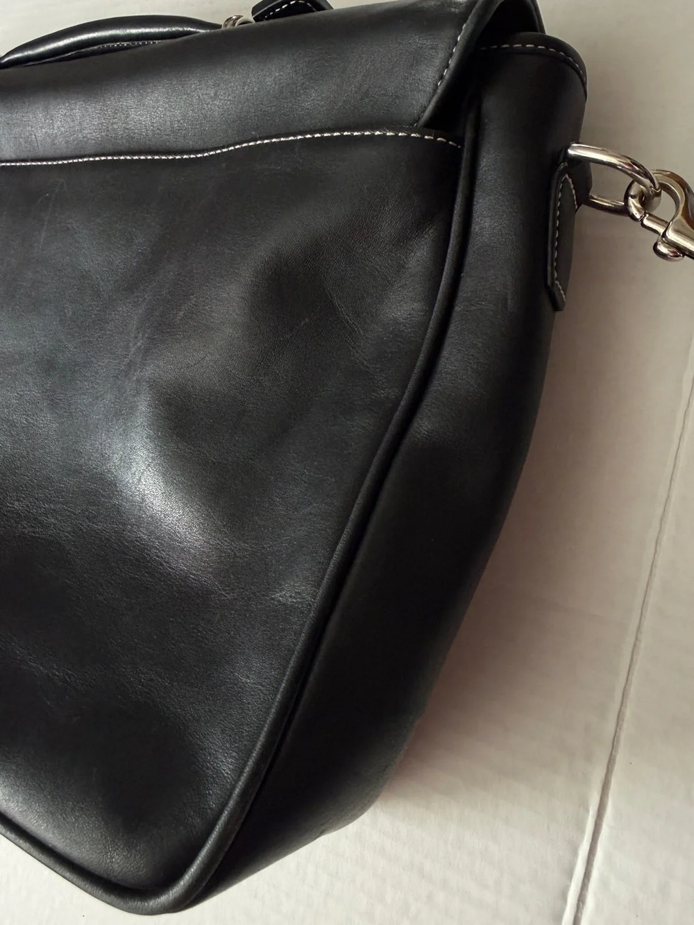 Vtg Coach Black Leather Turn-lock Laptop Bag Briefcase or Messenger Bag #6457